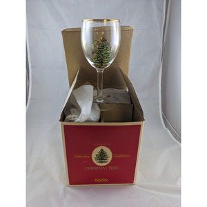 Set of 4 SPODE Christmas Tree Wine Glasses Goblets Collectible 10 oz